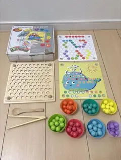知育玩具 モンテッソーリ 木製 おもちゃ ビーズパズル 箸の練習 3歳⁠のサムネイル