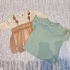 フラワー装飾付きTシャツ2点セット　アプレレクール　GU