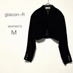 【glacon-R】 M ブラック ボレロ ジャケット ショート丈 ベルベット
