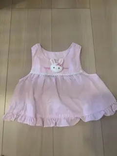 メゾピアノ うさぎ ピンクチェックチュニック