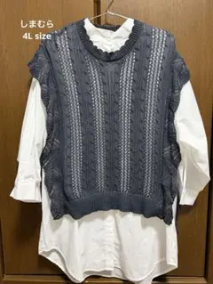レイヤード風 ニットベスト シャツ 4Lのサムネイル