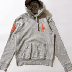 ポロラルフローレン ビッグポニー ナンバリング プルオーバーパーカー グレー S