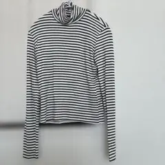 ZARAボーダーホワイト×ブラックタートルネック Mサイズ
