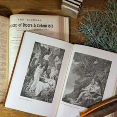 アンティーク洋書2冊　アンティーク革洋書　洋書インテリア