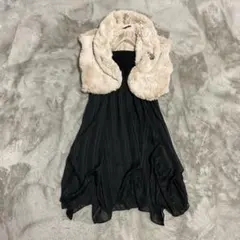 【極美品】SCOTCLUB 結婚式 ワンピース　ドレス　ファーベスト セット　M