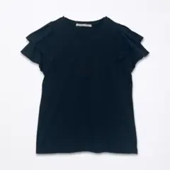 エヘカソポ サマンサモスモス カットソー Tシャツ 半袖 黒 無地 フリル袖のサムネイル
