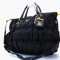 PRADA プラダ トートバッグ ナイロン ギャザー ブラック A4 2way