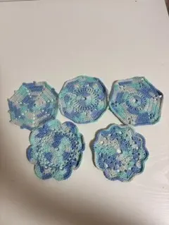 お花のコースター　5枚セット　ハンドメイド