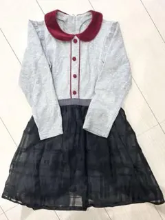 グレーと黒のチェック柄ワンピース 120 発表会 女の子