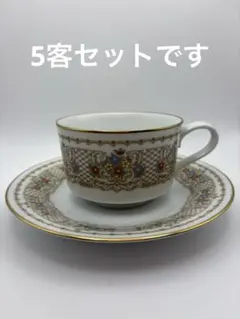 【未使用】ノリタケ カップ＆ソーサー 5客セット 箱付き 金彩 花柄