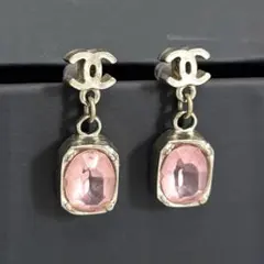 CHANEL / ココマーク ドロップピアス クリスタル ゴールド ピンク