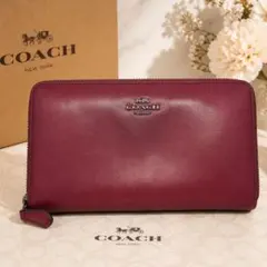 COACH 長財布 E1977 39738 ラウンドファスナー レッド レザー