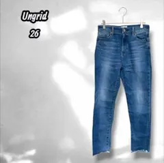 【アングリッド】ハイウエストフレイドヘムストスリ デニム ストレッチ 26