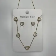 ゴールドハートネックレス＆ピアスセット　G