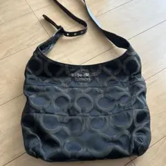 COACH ブラック 円形パターン ショルダーバッグ