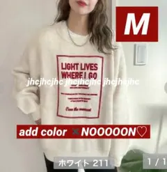 Mサイズ新品　しまむら　NOOOON nonフロッキープリントニットプルオーバー