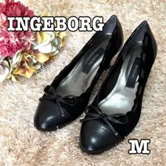 美品 INGEBORG インゲボルグ パンプス リボン ブラック M 23.5㎝のサムネイル