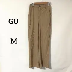 【ジーユー】ワイドパンツ M ブラウン ストレート 体型カバー 綺麗め