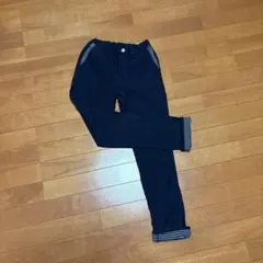 ザ ショップTK ネイビー ストライプ裾 ロングパンツ