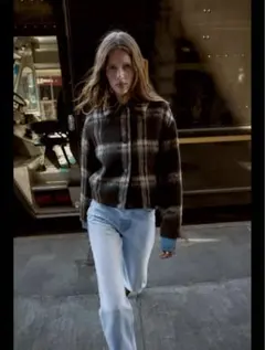 ZARA チェック柄ウール混ジャケット
