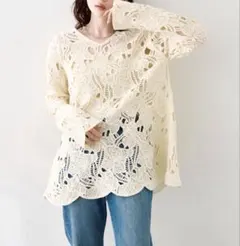 Spick&Span 透かし編み 長袖ニット ホワイト - メルカリ