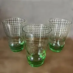 緑色のガラス　昭和レトロ コップ 3個セット