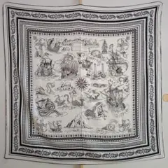 カシミア70%シルク30% ストール 130×130 古地図 帆船 ペイズリー