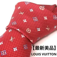【最新現行】Louis Vuitton モノグラムマルチカラー　レッド　ネクタイ