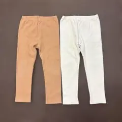 ユニクロ　リブレギンス 100cm ベージュ ホワイト