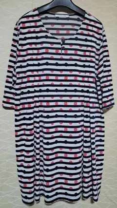 《bitter syrup》 チュニックTシャツ 3L 半袖 ボーダー ドット柄