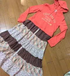 ★フード付き異素材ドッキングロングワンピース★（OLIVE　des　OLIVE）