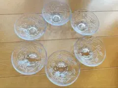 花柄ガラスボウル グラス　小鉢？冷酒？6個セット 約10cm 涼しげ