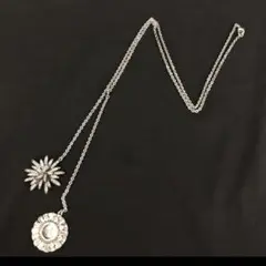 MaxMara ヴィンテージ ラインストーン ネックレス　シルバー