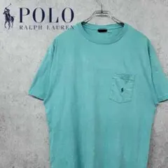 90s ポロ ラルフローレン 刺繍 ポニーロゴ Tシャツ グリーン 古着