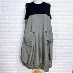 5021. バルーン ワンピース M-L グレー オーバーサイズ 体型カバー