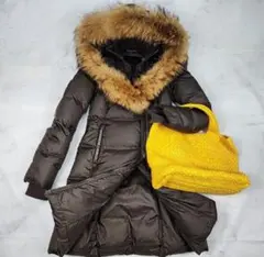 美品✨マッカージュ ダウンコート リアルファー フード ダウン 90% 茶