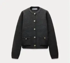 ZARA新品✨グレー 長袖カーディガン 金ボタン