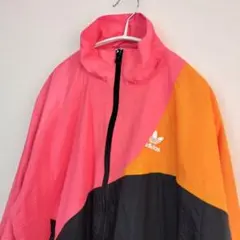 美品✨️アディダス ピンク黒 カラーブロック アディカラー ナイロンジャケット