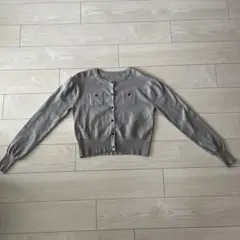 グレー ボタン付きポケット カーディガン