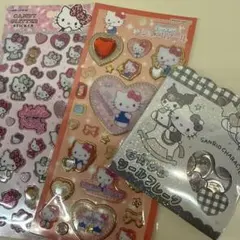 キラキラジュエルシール キャンディグリッターシール おはじきシール キティ 3点
