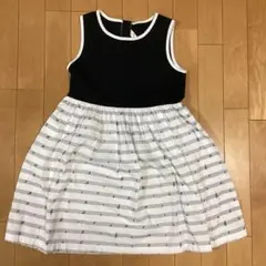 むーのんのん ノースリーブワンピース 130cm 音符 モノトーン 美品