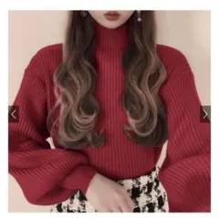 GRL k8217v ボリュームスリーブボトルネックニットトップス