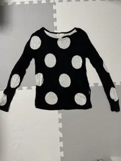H＆M  134/140 ドット柄　白×黒　ニット　ガールズ女の子