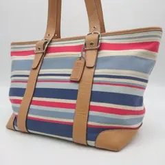 COACH コーチ トートバッグ キャンバス マルチカラー ストライプ