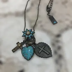 AMARO　ネックレス　アマーロ　ハート　十字架　ペンダント ターコイズ