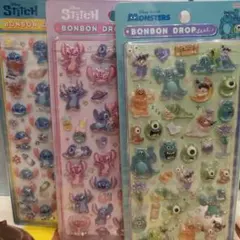 【正規品】ディズニー　ボンボンドロップシール　モンスターズ・インク　スティッチ