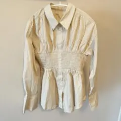 COCO DEAL ウエストシャーリングシャツ ベージュ ストライプ