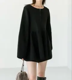 mystic ペプラムニットカーディガン