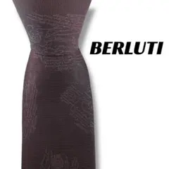 【8152】美品！ベルルッティ　ネクタイ　ワインレッド系