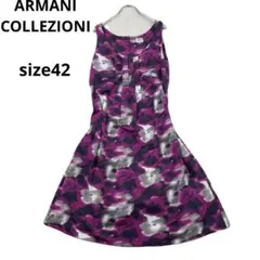 希少　ARMANI COLLEZIONI 総柄　ノースリーブひざ丈ワンピースのサムネイル